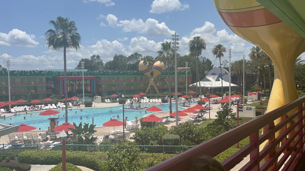 View of the Guitar Pool from the third floor balcony of Calypso Building 1.